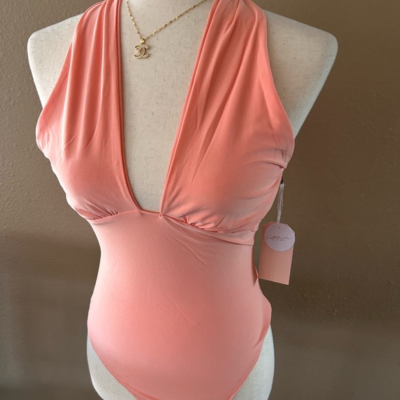 Halter deep v neck bodysuit - Picture 1 of 8
